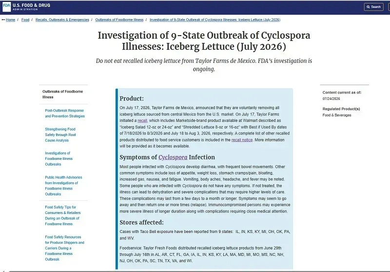 Hoa Kỳ chưa thể kiểm so&aacute;t ho&agrave;n to&agrave;n đợt b&ugrave;ng ph&aacute;t dịch cyclosporiasis?