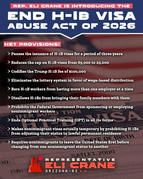 Hạ viện Hoa Kỳ đề xuất dự luật dừng cấp visa H-1B trong 3 năm