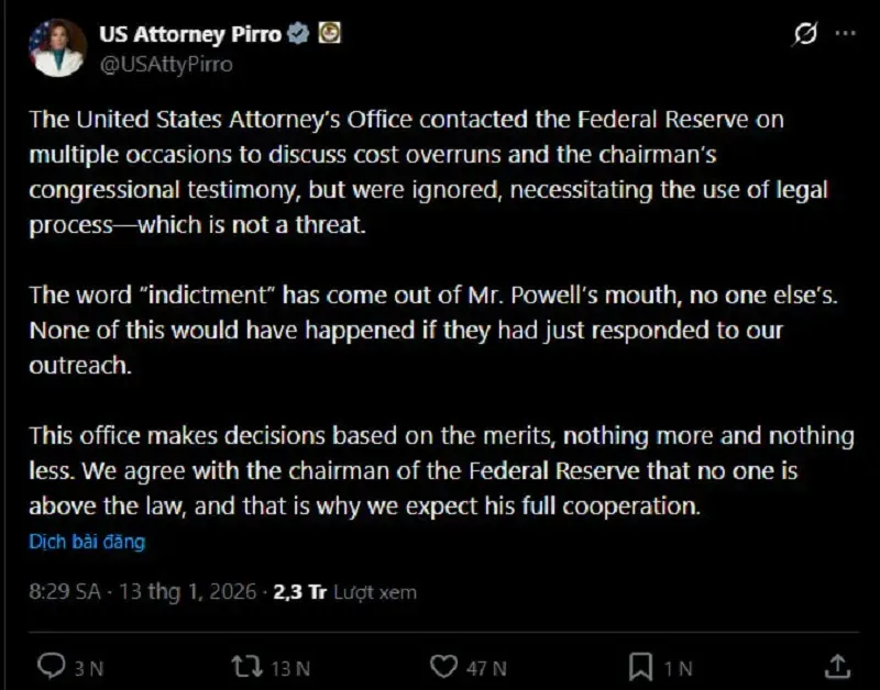 C&aacute;c ng&acirc;n h&agrave;ng trung ương to&agrave;n cầu đồng loạt ủng hộ Chủ tịch Fed