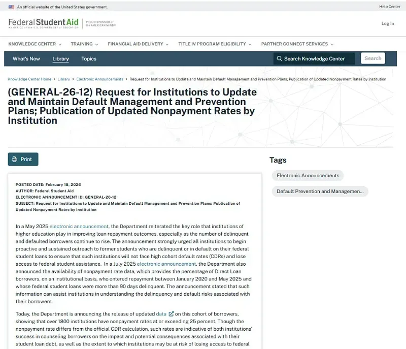 ED cảnh b&aacute;o h&agrave;ng trăm cơ sở gi&aacute;o dục c&oacute; tỷ lệ trả nợ sinh vi&ecirc;n thấp