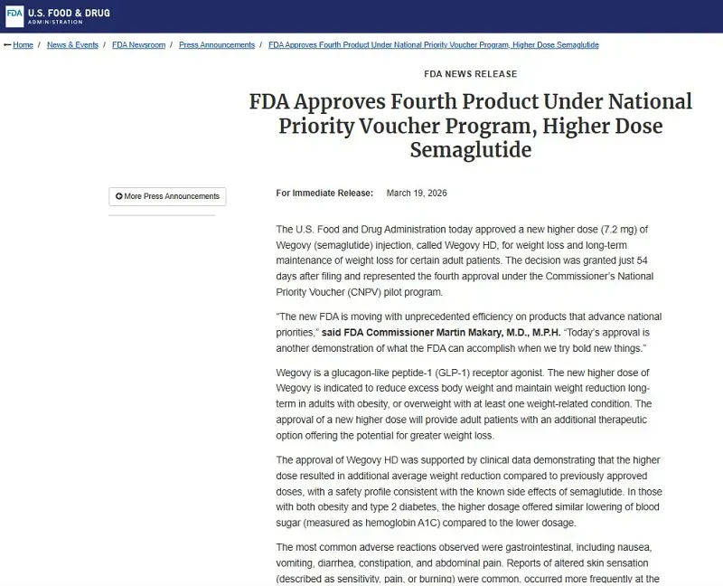 FDA ph&ecirc; duyệt thuốc giảm c&acirc;n liều cao do Novo Nordisk ph&aacute;t triển