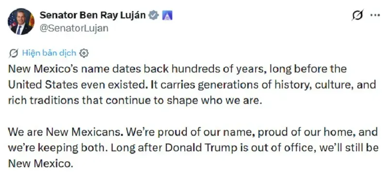 &Ocirc;ng Trump k&ecirc;u gọi đổi t&ecirc;n bang New Mexico th&agrave;nh &ldquo;New America&rdquo;