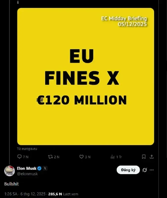 Mạng xã hội X bị Ủy ban châu Âu phạt 140 triệu USD