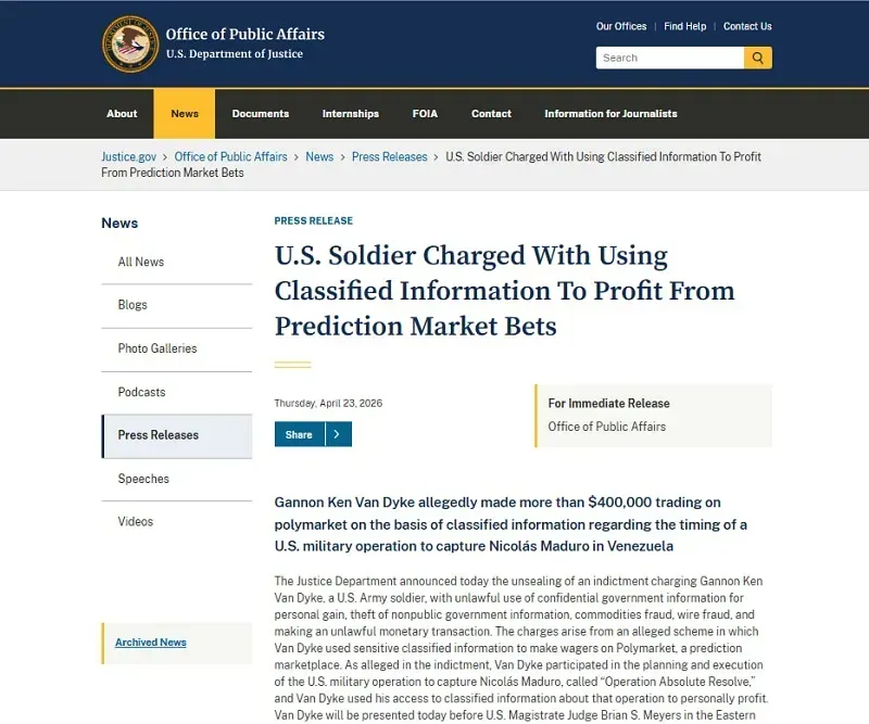 Bắt giữ binh sĩ Hoa Kỳ d&ugrave;ng tin mật c&aacute; cược, thu lợi 400.000 USD