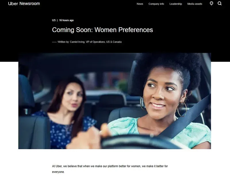 Tính năng mới của Uber, khách và tài xế nữ có thể từ chối ghép cặp với nam
