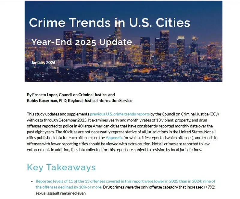 Số vụ giết người ở Hoa Kỳ giảm kỷ lục trong năm 2025