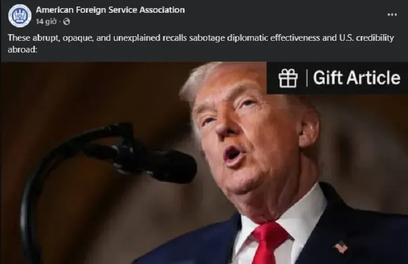 Ch&iacute;nh quyền Trump đột ngột c&aacute;ch chức h&agrave;ng chục nh&agrave; ngoại giao ở nước ngo&agrave;i?