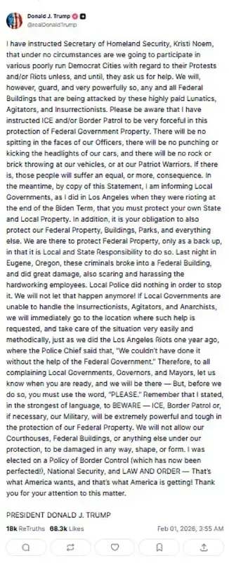 Trump chỉ đạo DHS kh&ocirc;ng xử l&yacute; biểu t&igrave;nh ở th&agrave;nh phố do DP điều h&agrave;nh