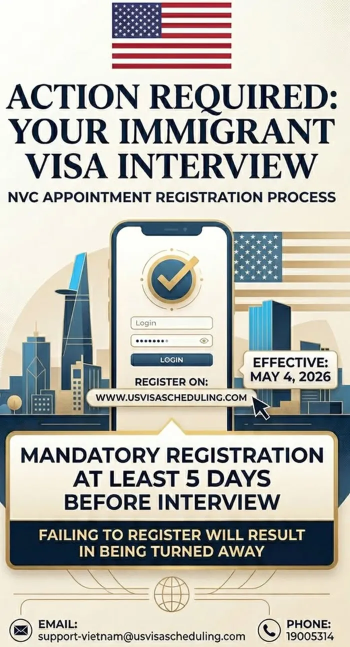 Thay đổi quy trình đăng ký lịch hẹn định cư tại Hoa Kỳ Thay đổi quy trình đăng ký lịch hẹn định cư tại Hoa Kỳ