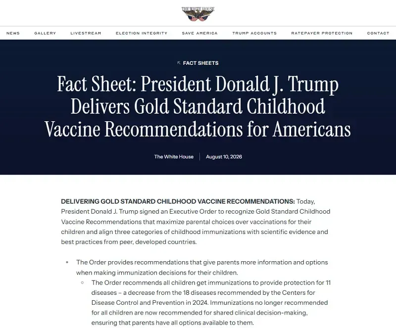 &Ocirc;ng Trump k&yacute; sắc lệnh điều chỉnh lộ tr&igrave;nh ti&ecirc;m vaccine cho trẻ em