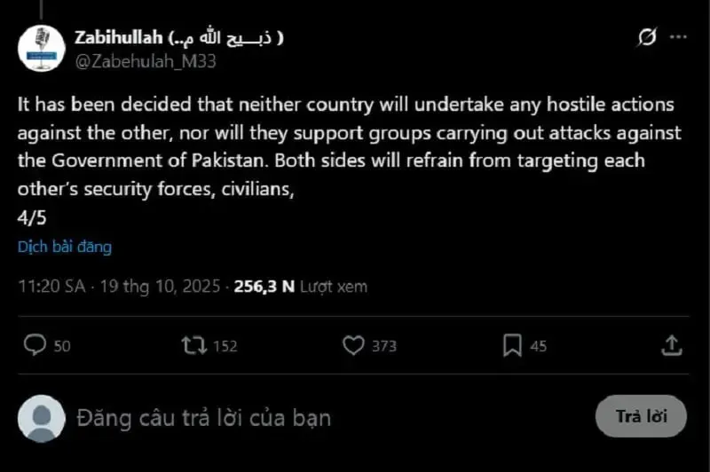 Trung Đông: Afghanistan và Pakistan cam kết duy trì lệnh ngừng bắn