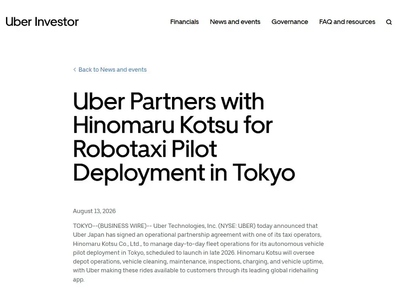 Uber hợp t&aacute;c c&ocirc;ng ty Trung Quốc triển khai 2.000 robotaxi tại ch&acirc;u &Acirc;u