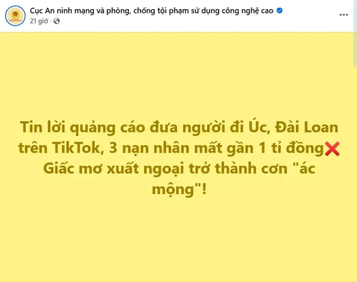 D&ugrave;ng TikTok dụ dỗ &ldquo;đi chui&rdquo; sang &Uacute;c, Đ&agrave;i Loan, thanh ni&ecirc;n lừa gần 1 tỷ đồng