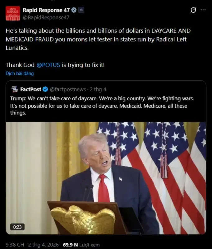 Trump đề xuất c&aacute;c bang tự tăng thuế để chi trả dịch vụ chăm s&oacute;c trẻ