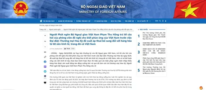 Việt Nam l&ecirc;n tiếng trước đề xuất &aacute;p thuế mới của Hoa Kỳ 