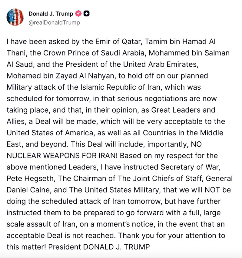&Ocirc;ng Trump tuy&ecirc;n bố tạm dừng kế hoạch tấn c&ocirc;ng Iran 