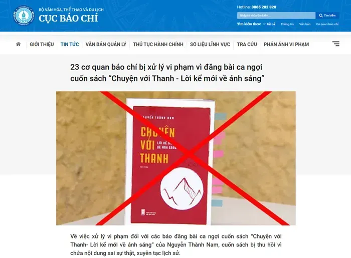 23 cơ quan b&aacute;o ch&iacute; Việt Nam bị xử l&yacute; v&igrave; cuốn s&aacute;ch &ldquo;Chuyện với Thanh&rdquo;