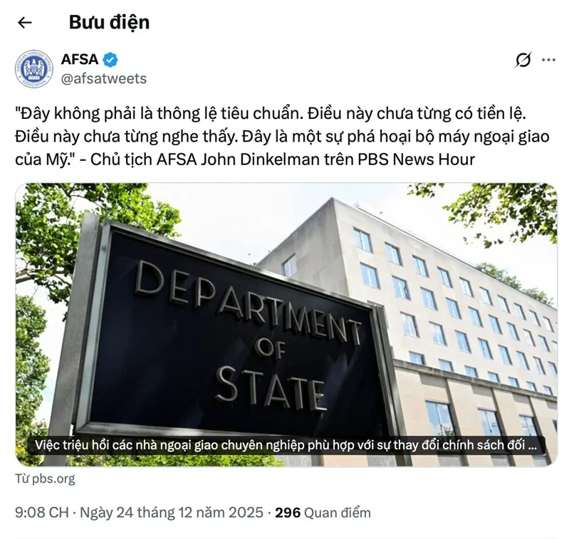 Quyết định triệu hồi đại sứ của &ocirc;ng Trump g&acirc;y nhiều lo ngại 