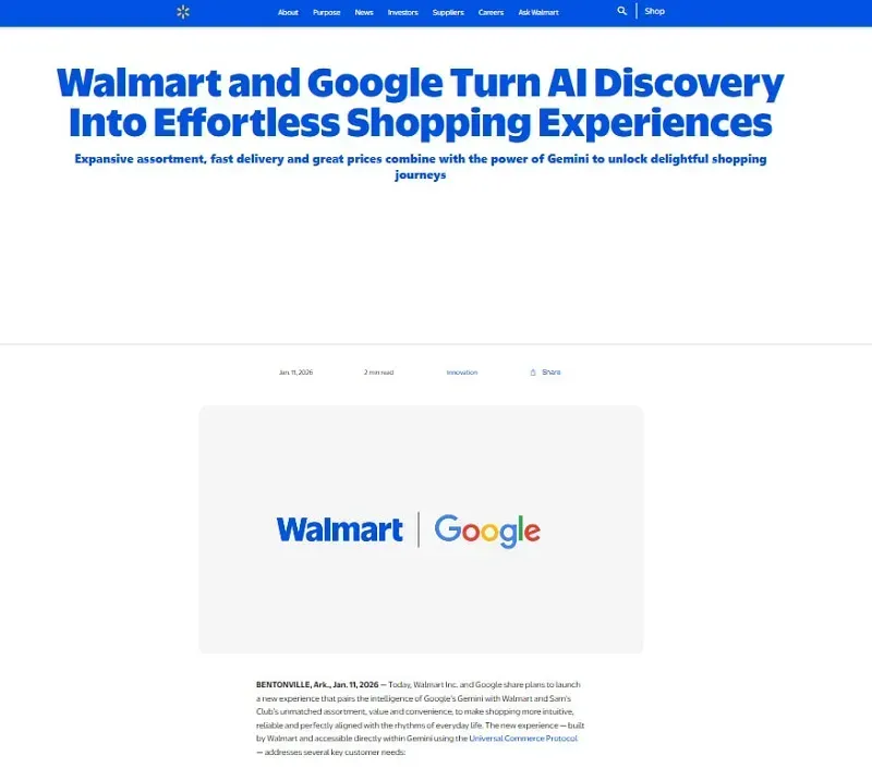 Walmart hợp t&aacute;c c&ugrave;ng Google Gemini đẩy mạnh mua sắm bằng AI