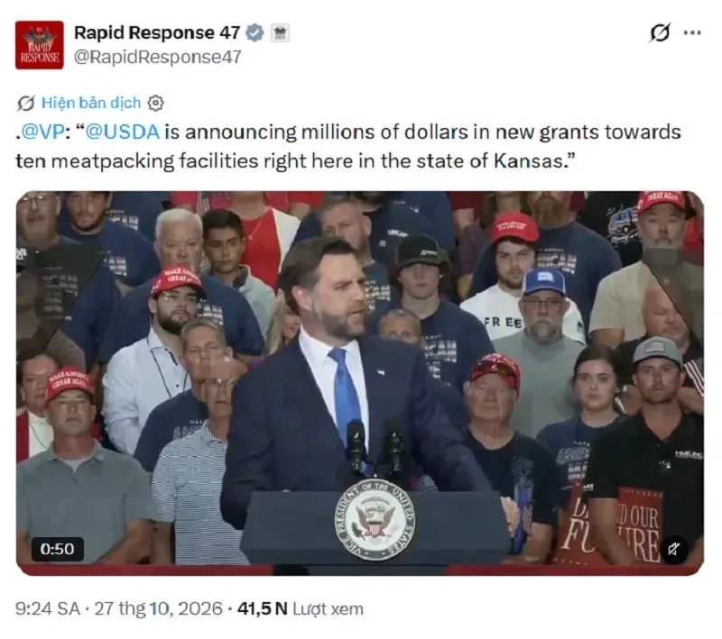 Ch&iacute;nh quyền &ocirc;ng Trump c&ocirc;ng bố g&oacute;i hỗ trợ 57 triệu USD cho ng&agrave;nh chế biến thịt
