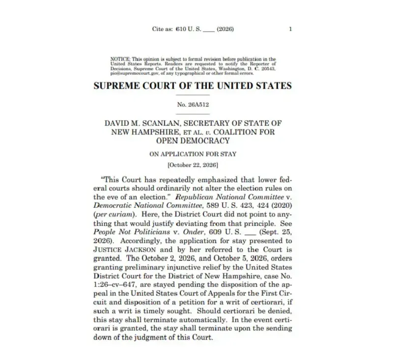 SCOTUS cho ph&eacute;p bang New Hampshire cấm d&ugrave;ng thẻ sinh vi&ecirc;n khi bỏ phiếu